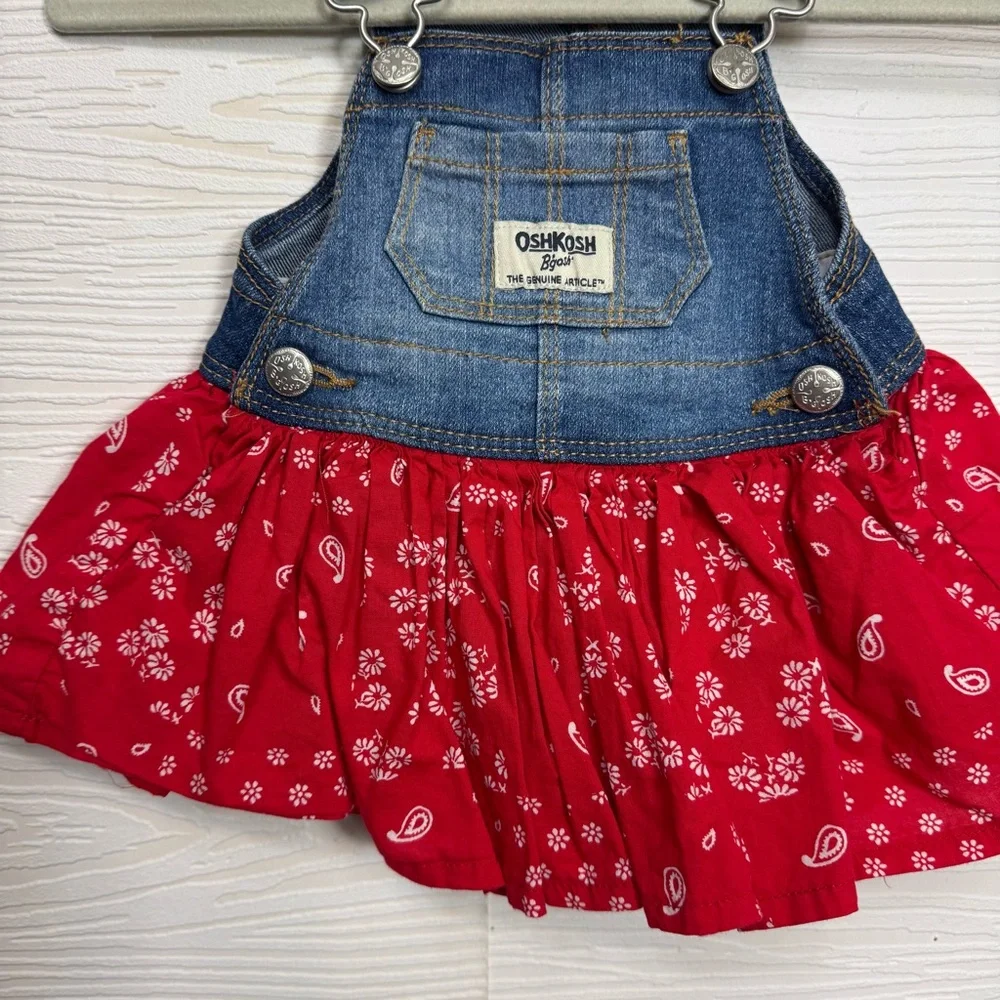 OshKosh B'gosh Blue Denim and Red Floral Skirt Dress